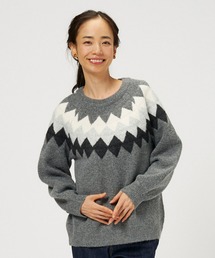ジグザグジャガード編みニットプルオーバー