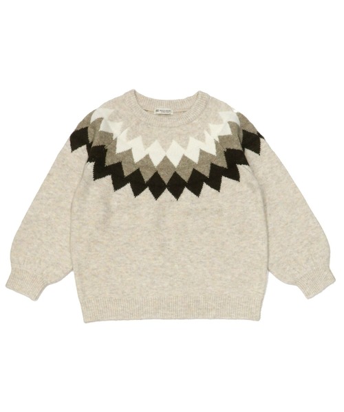 TOKYO SHIRTS（トウキョウシャツ）の「ジグザグジャガード編みニットプルオーバー（ニット/セーター・レディース・グレー/オフホワイト/ライトベージュ・M/L）」の3枚目の写真