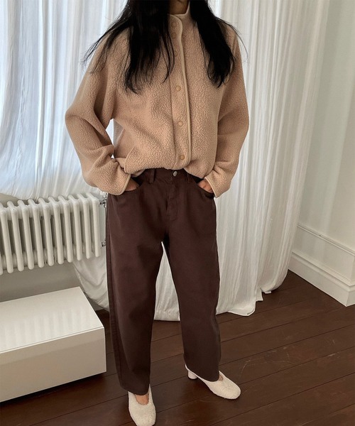 MUYMONA(ムイモナ)の「パイピング ボアジャケット mmw22a030【MUYMONA】【2022AW】(ブルゾン・レディース・ベージュ/ブルー/スミクロ・FREE)」の9枚目の写真