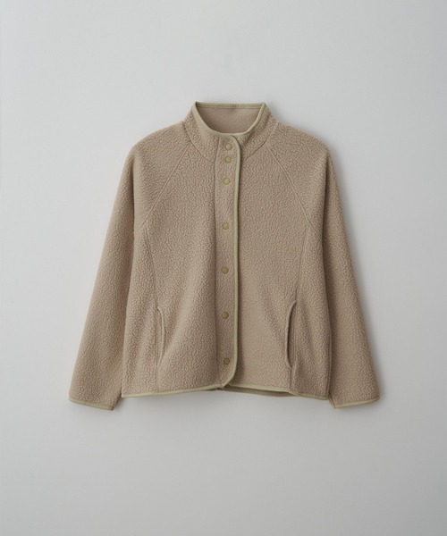 MUYMONA(ムイモナ)の「パイピング ボアジャケット mmw22a030【MUYMONA】【2022AW】(ブルゾン・レディース・ベージュ/ブルー/スミクロ・FREE)」の6枚目の写真