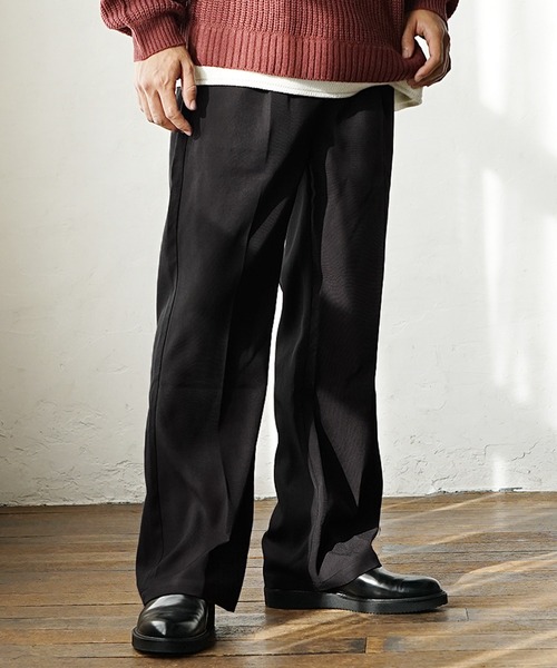 MinoriTY（マイノリティ）の「【MinoriTY】センタープレスセミフレアパンツ スラックス シューカットパンツ 夏服（スラックス・メンズ・ブラウン/ブラック/グリーン/チャコール・M/L/S）」の3枚目の写真