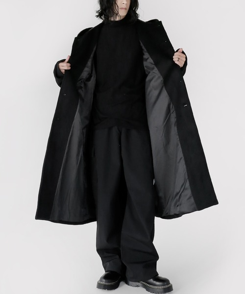 minsobi（ミンソビ）の「フードロングコート ウールロングコート（ステンカラーコート・メンズ・ブラック/グレー・FREE）」の16枚目の写真
