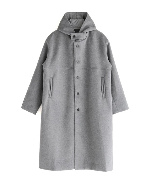 minsobi（ミンソビ）の「フードロングコート ウールロングコート（ステンカラーコート・メンズ・ブラック/グレー・FREE）」の11枚目の写真