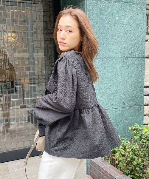 StyleSea（スタイルシー）の「ジャガードペプラムブラウス（シャツ/ブラウス・レディース・ブラック/アイボリー/イエロー・FREE）」の7枚目の写真