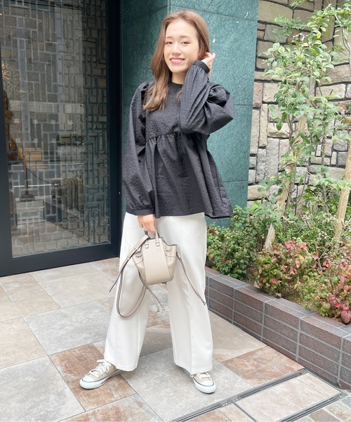 StyleSea（スタイルシー）の「ジャガードペプラムブラウス（シャツ/ブラウス・レディース・ブラック/アイボリー/イエロー・FREE）」の10枚目の写真