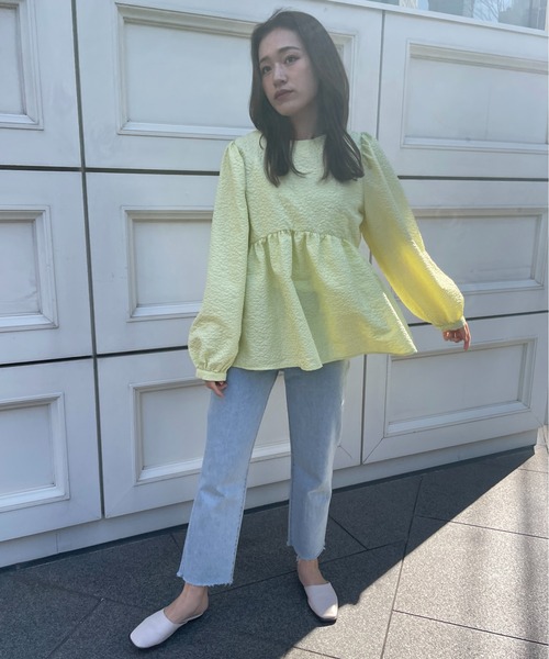 StyleSea（スタイルシー）の「ジャガードペプラムブラウス（シャツ/ブラウス・レディース・ブラック/アイボリー/イエロー・FREE）」の19枚目の写真