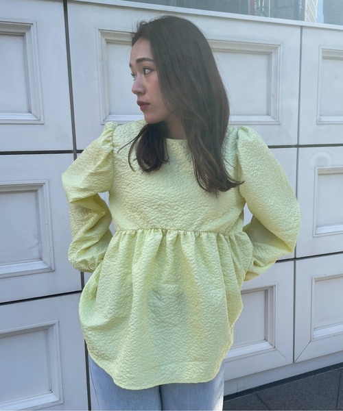 StyleSea（スタイルシー）の「ジャガードペプラムブラウス（シャツ/ブラウス・レディース・ブラック/アイボリー/イエロー・FREE）」の12枚目の写真