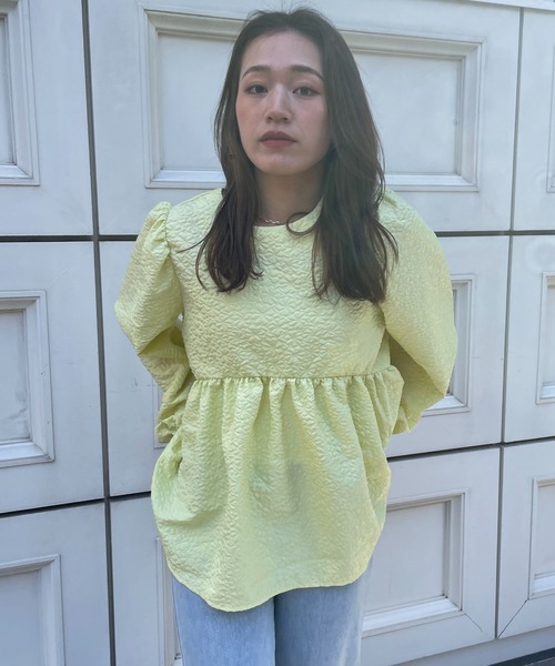 StyleSea（スタイルシー）の「ジャガードペプラムブラウス（シャツ/ブラウス・レディース・ブラック/アイボリー/イエロー・FREE）」の13枚目の写真