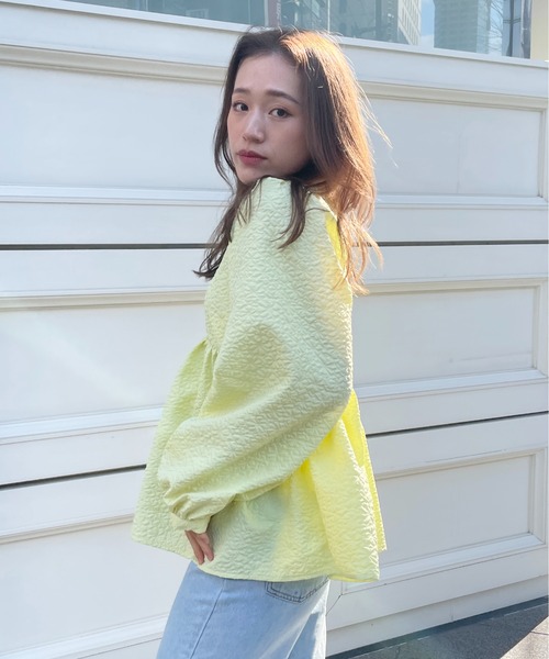 StyleSea（スタイルシー）の「ジャガードペプラムブラウス（シャツ/ブラウス・レディース・ブラック/アイボリー/イエロー・FREE）」の15枚目の写真