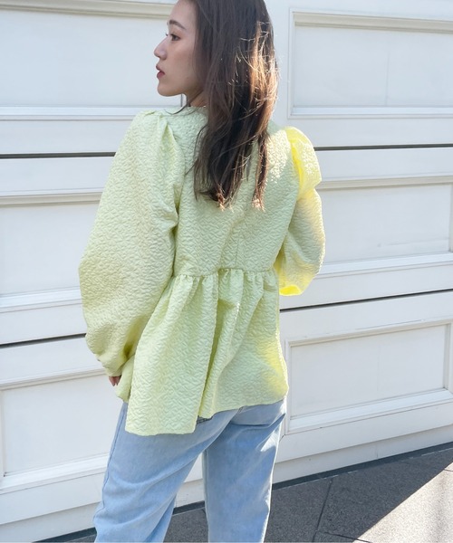 StyleSea（スタイルシー）の「ジャガードペプラムブラウス（シャツ/ブラウス・レディース・ブラック/アイボリー/イエロー・FREE）」の18枚目の写真