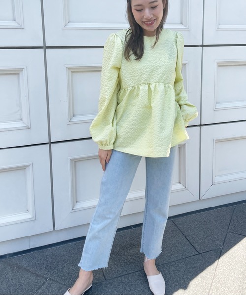 StyleSea（スタイルシー）の「ジャガードペプラムブラウス（シャツ/ブラウス・レディース・ブラック/アイボリー/イエロー・FREE）」の21枚目の写真