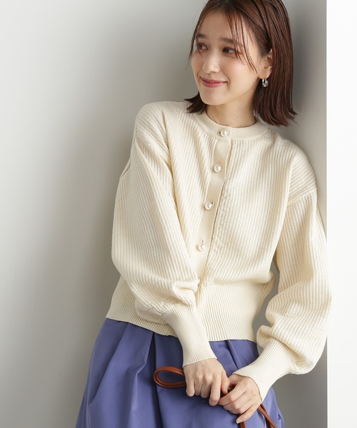 N.(N. Natural Beauty Basic)(エヌエヌナチュラルビューティーベーシック)の「◆パールボタンカノコニットカーディガン(カーディガン/ボレロ・レディース・ブラック/オフホワイト/ピンク/ライトグリーン・MEDIUM)」の2枚目の写真