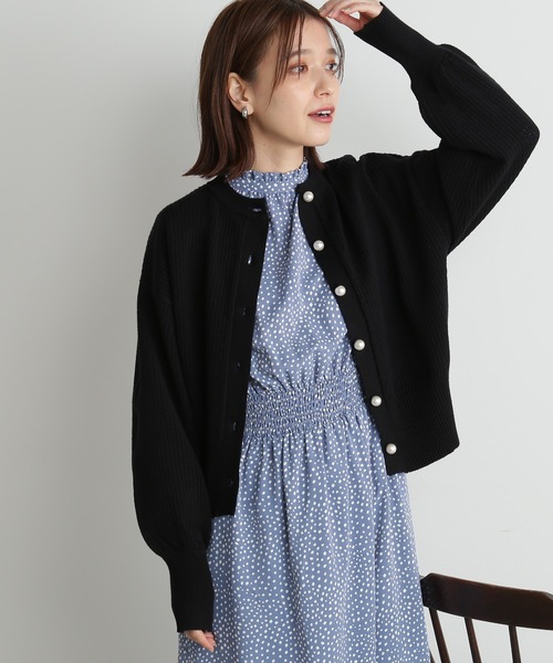 N.(N. Natural Beauty Basic)(エヌエヌナチュラルビューティーベーシック)の「◆パールボタンカノコニットカーディガン(カーディガン/ボレロ・レディース・ブラック/オフホワイト/ピンク/ライトグリーン・MEDIUM)」の3枚目の写真