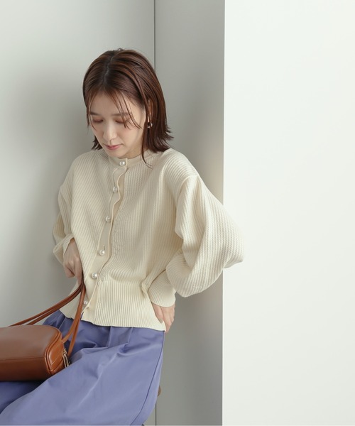 N.(N. Natural Beauty Basic)(エヌエヌナチュラルビューティーベーシック)の「◆パールボタンカノコニットカーディガン(カーディガン/ボレロ・レディース・ブラック/オフホワイト/ピンク/ライトグリーン・MEDIUM)」の13枚目の写真