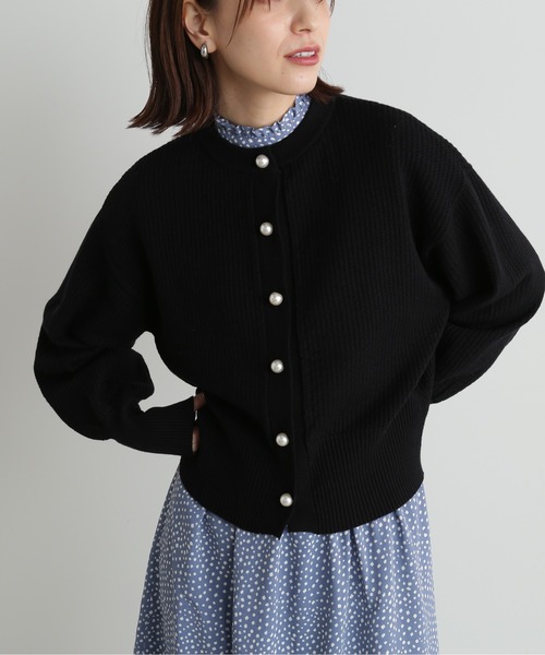N.(N. Natural Beauty Basic)(エヌエヌナチュラルビューティーベーシック)の「◆パールボタンカノコニットカーディガン(カーディガン/ボレロ・レディース・ブラック/オフホワイト/ピンク/ライトグリーン・MEDIUM)」の9枚目の写真