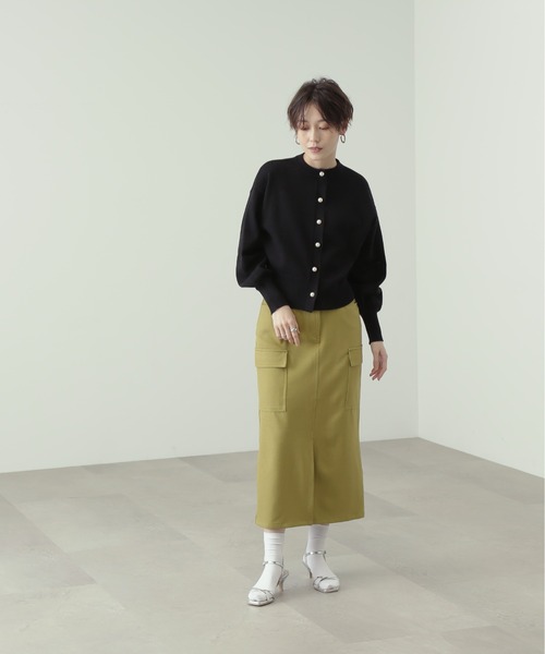 N.(N. Natural Beauty Basic)(エヌエヌナチュラルビューティーベーシック)の「◆パールボタンカノコニットカーディガン(カーディガン/ボレロ・レディース・ブラック/オフホワイト/ピンク/ライトグリーン・MEDIUM)」の5枚目の写真