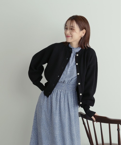 N.(N. Natural Beauty Basic)(エヌエヌナチュラルビューティーベーシック)の「◆パールボタンカノコニットカーディガン(カーディガン/ボレロ・レディース・ブラック/オフホワイト/ピンク/ライトグリーン・MEDIUM)」の11枚目の写真