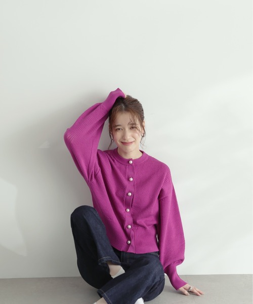 N.(N. Natural Beauty Basic)(エヌエヌナチュラルビューティーベーシック)の「◆パールボタンカノコニットカーディガン(カーディガン/ボレロ・レディース・ブラック/オフホワイト/ピンク/ライトグリーン・MEDIUM)」の17枚目の写真