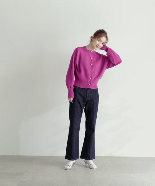 N.(N. Natural Beauty Basic)(エヌエヌナチュラルビューティーベーシック)の「◆パールボタンカノコニットカーディガン(カーディガン/ボレロ・レディース・ブラック/オフホワイト/ピンク/ライトグリーン・MEDIUM)」の10枚目の写真