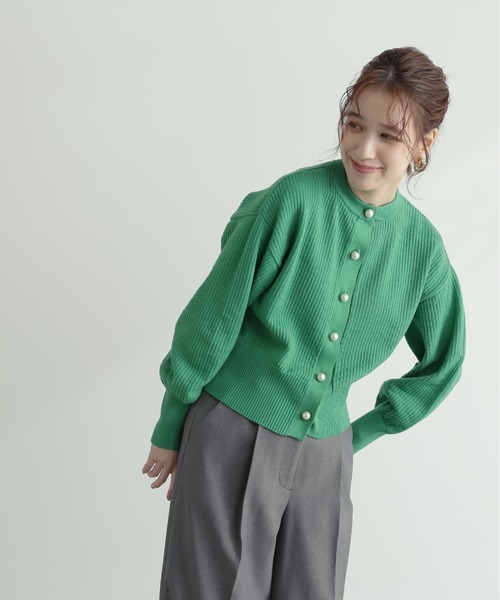 N.(N. Natural Beauty Basic)(エヌエヌナチュラルビューティーベーシック)の「◆パールボタンカノコニットカーディガン(カーディガン/ボレロ・レディース・ブラック/オフホワイト/ピンク/ライトグリーン・MEDIUM)」の12枚目の写真