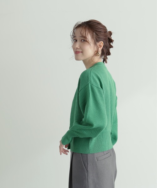 N.(N. Natural Beauty Basic)(エヌエヌナチュラルビューティーベーシック)の「◆パールボタンカノコニットカーディガン(カーディガン/ボレロ・レディース・ブラック/オフホワイト/ピンク/ライトグリーン・MEDIUM)」の20枚目の写真