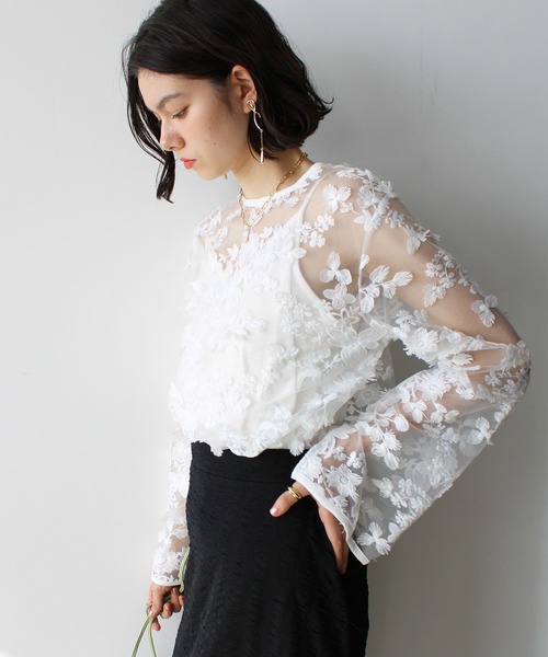 GeeRA(ジーラ)の「3Dレースブラウス(シャツ/ブラウス・レディース・ブルー/オフホワイト・LARGE/MEDIUM)」の11枚目の写真