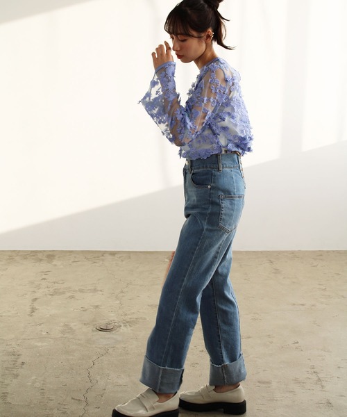 GeeRA(ジーラ)の「3Dレースブラウス(シャツ/ブラウス・レディース・ブルー/オフホワイト・LARGE/MEDIUM)」の14枚目の写真