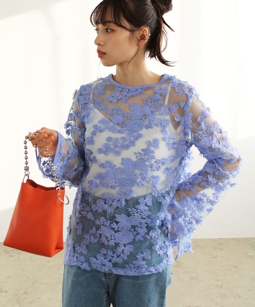 GeeRA(ジーラ)の「3Dレースブラウス(シャツ/ブラウス・レディース・ブルー/オフホワイト・LARGE/MEDIUM)」の19枚目の写真