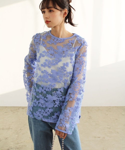GeeRA(ジーラ)の「3Dレースブラウス(シャツ/ブラウス・レディース・ブルー/オフホワイト・LARGE/MEDIUM)」の20枚目の写真