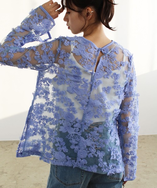 GeeRA(ジーラ)の「3Dレースブラウス(シャツ/ブラウス・レディース・ブルー/オフホワイト・LARGE/MEDIUM)」の22枚目の写真