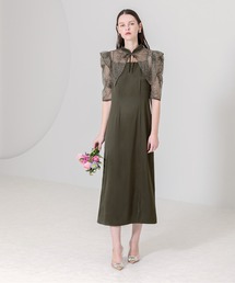 【LEJA】花柄刺繍ラメレースボレロキャミワンピースセットアップドレス結婚式 パーティードレス 20代 30代
