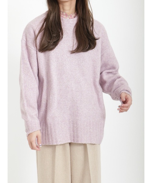 Samansa Mos2（サマンサ モスモス）の「◎後ろスリットハイネックニット（ニット/セーター・レディース・ブラック/グレー/オフホワイト/モカ/ラベンダー・ﾌﾘ-）」の5枚目の写真