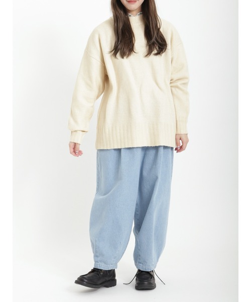 Samansa Mos2（サマンサ モスモス）の「◎後ろスリットハイネックニット（ニット/セーター・レディース・ブラック/グレー/オフホワイト/モカ/ラベンダー・ﾌﾘ-）」の12枚目の写真