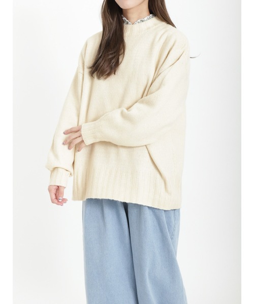 Samansa Mos2（サマンサ モスモス）の「◎後ろスリットハイネックニット（ニット/セーター・レディース・ブラック/グレー/オフホワイト/モカ/ラベンダー・ﾌﾘ-）」の15枚目の写真