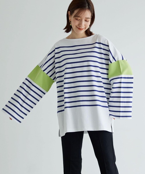 Healthknit（ヘルスニット）の「『別注』Healthknit×URBAN RESEARCH　ボーダーカットソー（Tシャツ/カットソー・レディース・ラベンダー/イエロー/グリーン・FREE）」の18枚目の写真