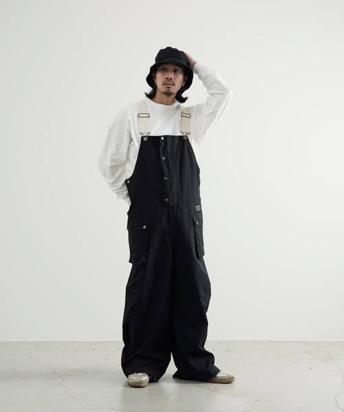美品『ハラダマニア』ベロア マルシェベルベット オーバーオール L ネイビー セール】前後2wayワッフルサロペット（サロペット