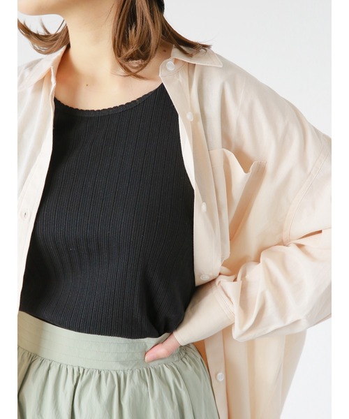 ehka sopo（エヘカソポ）の「シェルタックタンクトップ（タンクトップ・レディース・ブラック/ベージュ/キナリ・ﾌﾘ-）」の2枚目の写真