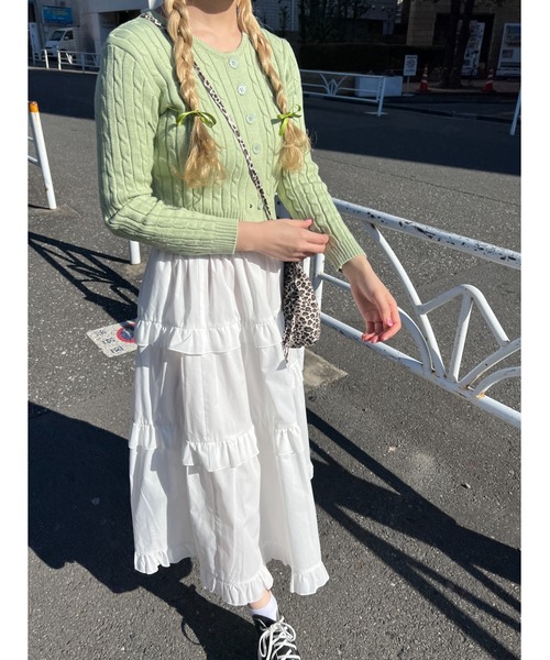 PHILLY（フィリー）の「フリルティアードボリュームスカート（スカート・レディース・ホワイト/ブラック/レオパード・FREE）」の6枚目の写真