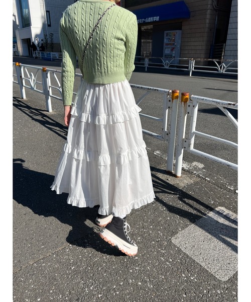 PHILLY（フィリー）の「フリルティアードボリュームスカート（スカート・レディース・ホワイト/ブラック/レオパード・FREE）」の7枚目の写真