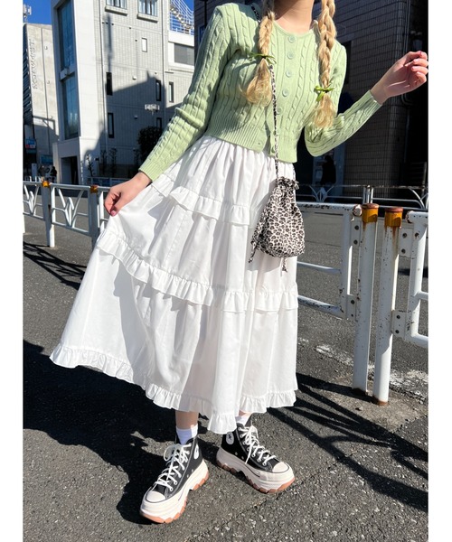 PHILLY（フィリー）の「フリルティアードボリュームスカート（スカート・レディース・ホワイト/ブラック/レオパード・FREE）」の8枚目の写真