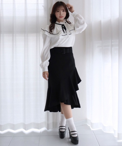 TITTY&CO.（ティティーアンドコー）の「【TITTY&CO.】ビッグカラーフリルブラウス（シャツ/ブラウス・レディース・ホワイト/マルチ・FREE）」の15枚目の写真