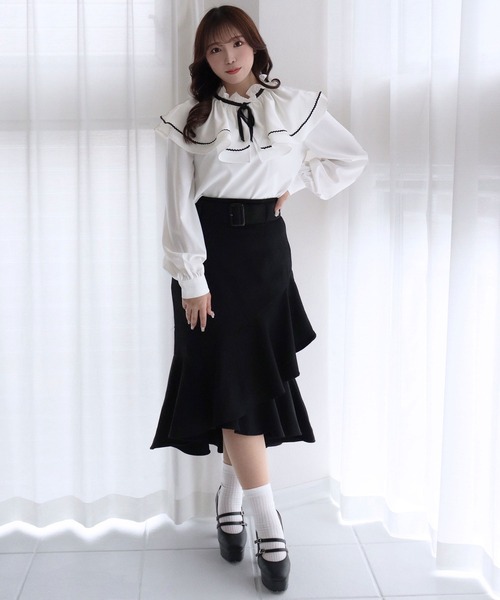 TITTY&CO.（ティティーアンドコー）の「【TITTY&CO.】ビッグカラーフリルブラウス（シャツ/ブラウス・レディース・ホワイト/マルチ・FREE）」の16枚目の写真