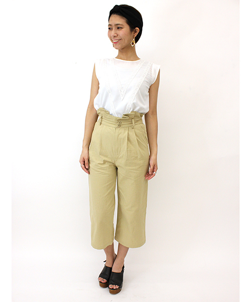 mystic（ミスティック）の「【mystic】ｻｽﾍﾟﾝﾀﾞｰﾜｲﾄﾞﾊﾟﾝﾂ（その他パンツ・レディース・ホワイト/ベージュ/ネイビー・1/2）」の7枚目の写真