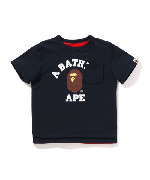 A BATHING APE(アベイシングエイプ)の「BABY MILO COLLEGE REVERSIBLE TEE K(Tシャツ/カットソー・キッズ・グリーン/ネイビー・90/110/120/130/100/140)」の2枚目の写真