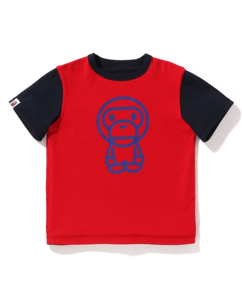 A BATHING APE(アベイシングエイプ)の「BABY MILO COLLEGE REVERSIBLE TEE K(Tシャツ/カットソー・キッズ・グリーン/ネイビー・90/110/120/130/100/140)」の4枚目の写真