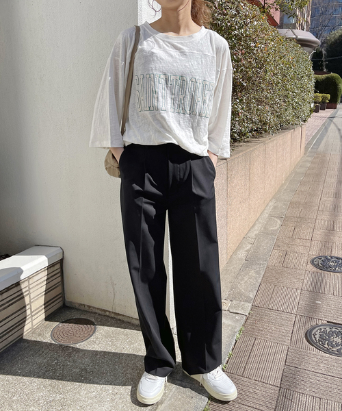 セール】≪WEB限定追加≫スムースツイルワンタックパンツ