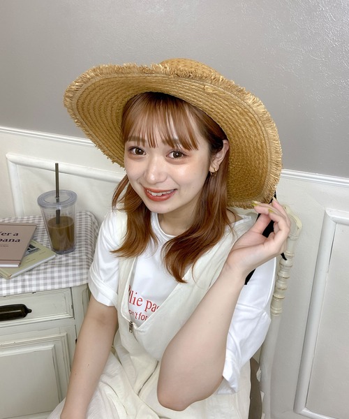 EPICKS（エピックス）の「つば広フリンジストローハット　麦わら帽子（ハット・レディース・ホワイト/ブラック・F）」の11枚目の写真