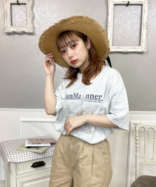 EPICKS（エピックス）の「つば広フリンジストローハット　麦わら帽子（ハット・レディース・ホワイト/ブラック・F）」の17枚目の写真