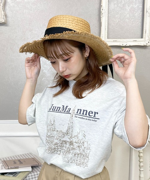 EPICKS（エピックス）の「つば広フリンジストローハット　麦わら帽子（ハット・レディース・ホワイト/ブラック・F）」の18枚目の写真