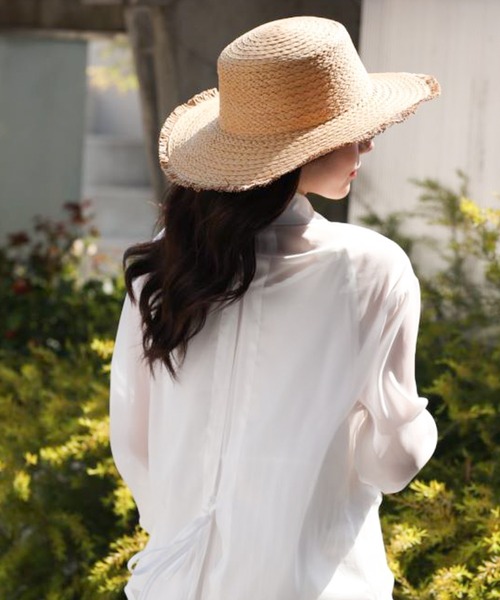 EPICKS（エピックス）の「つば広フリンジストローハット　麦わら帽子（ハット・レディース・ホワイト/ブラック・F）」の22枚目の写真